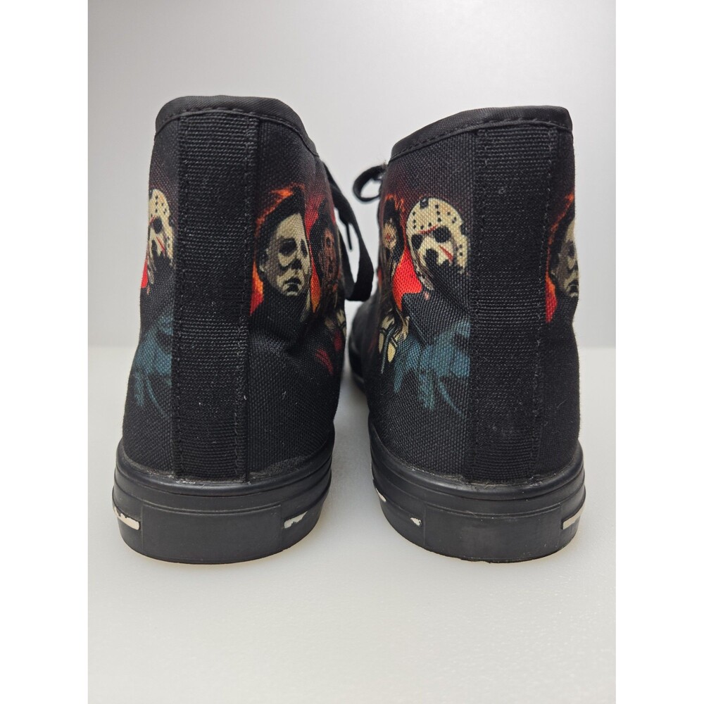 Halloween Horror Movie Legends Black Canvas High Top Sneakers Freddy Jason M7 W9 - Picture 3 of 12